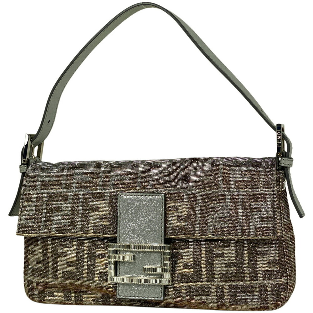 Fendi Zucca Mamma Bucket handbag glitter shoulder bag silver